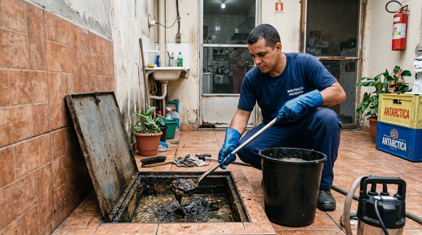 Limpeza de Caixa de Gordura com Equipe em Divinópolis‑MG